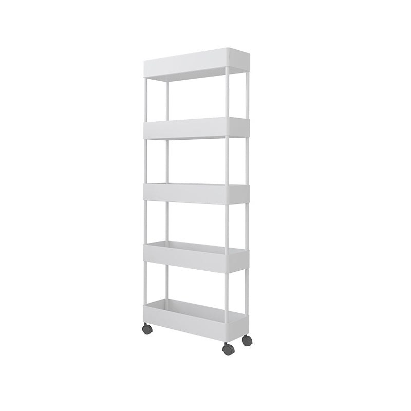 Contemporary Bookshelf Plastic Open Back Bookcase for Office with Caster Wheels