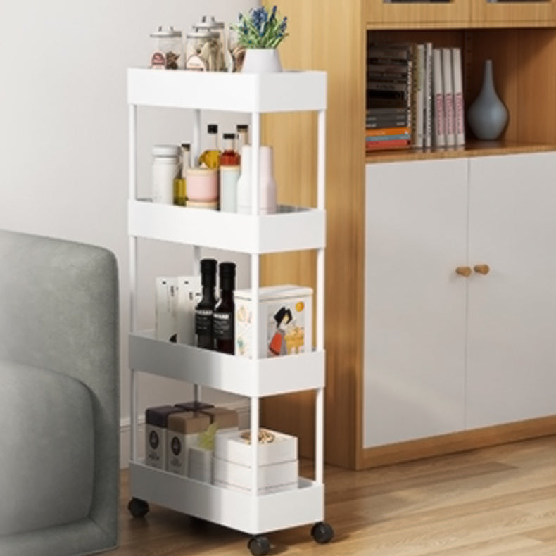 Contemporary Bookshelf Plastic Open Back Bookcase for Office with Caster Wheels