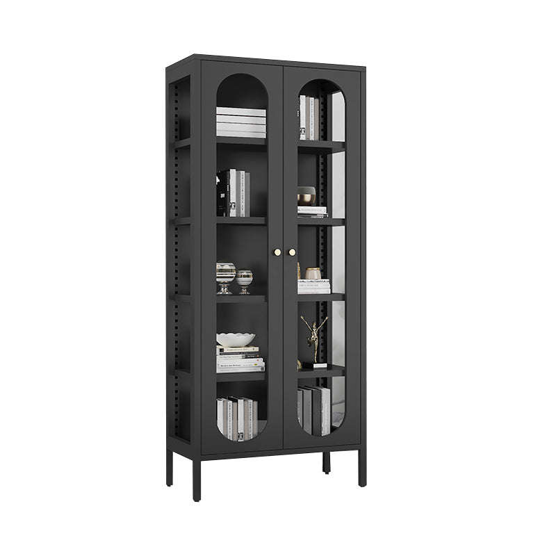 Modern Style Standard Bookshelf Metal Closed Back Bookcase with Door for Office