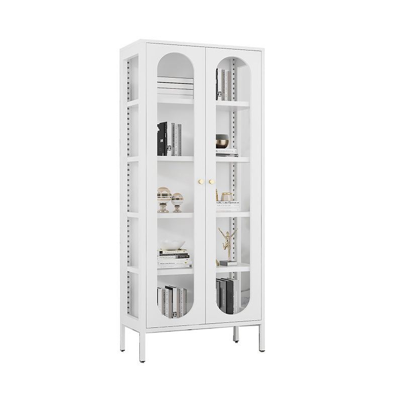 Modern Style Standard Bookshelf Metal Closed Back Bookcase with Door for Office