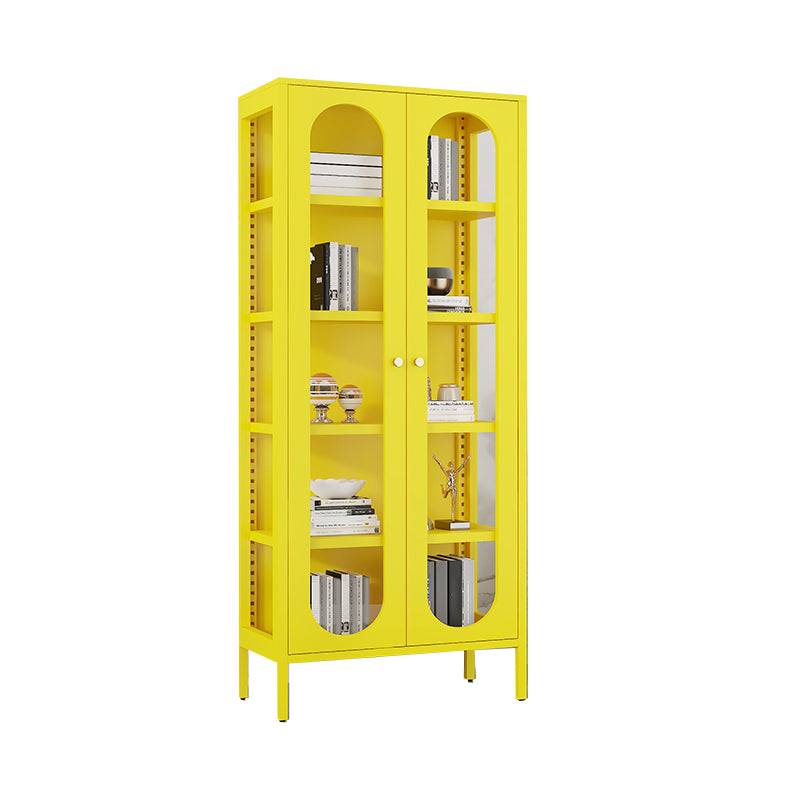 Modern Style Standard Bookshelf Metal Closed Back Bookcase with Door for Office