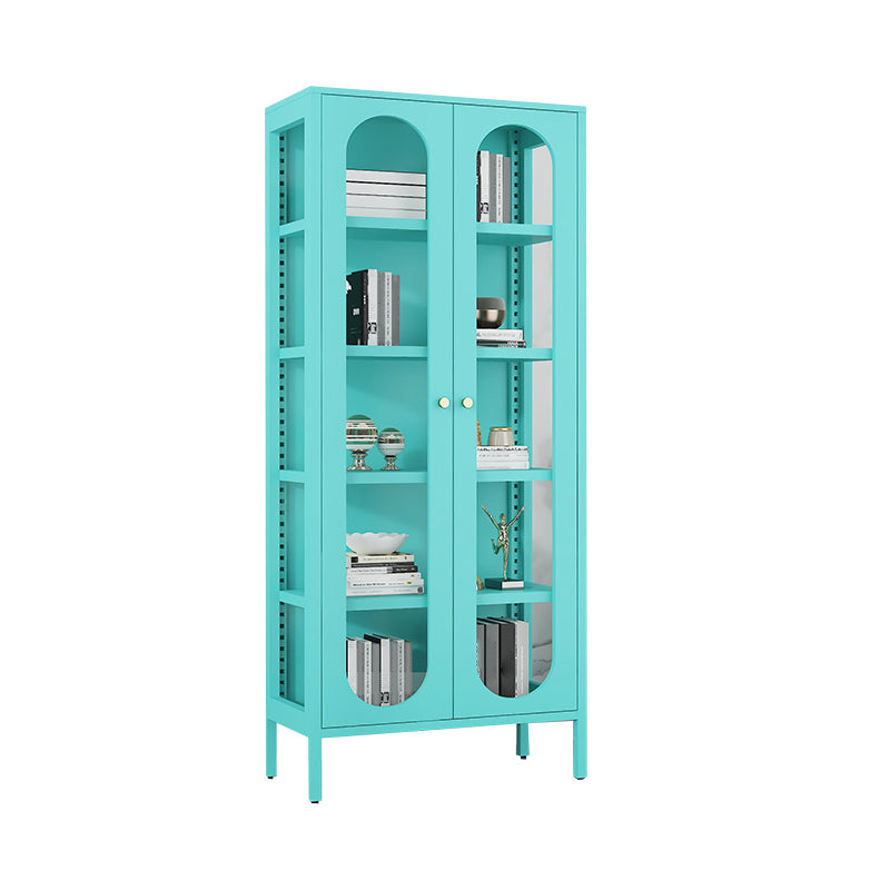 Modern Style Standard Bookshelf Metal Closed Back Bookcase with Door for Office