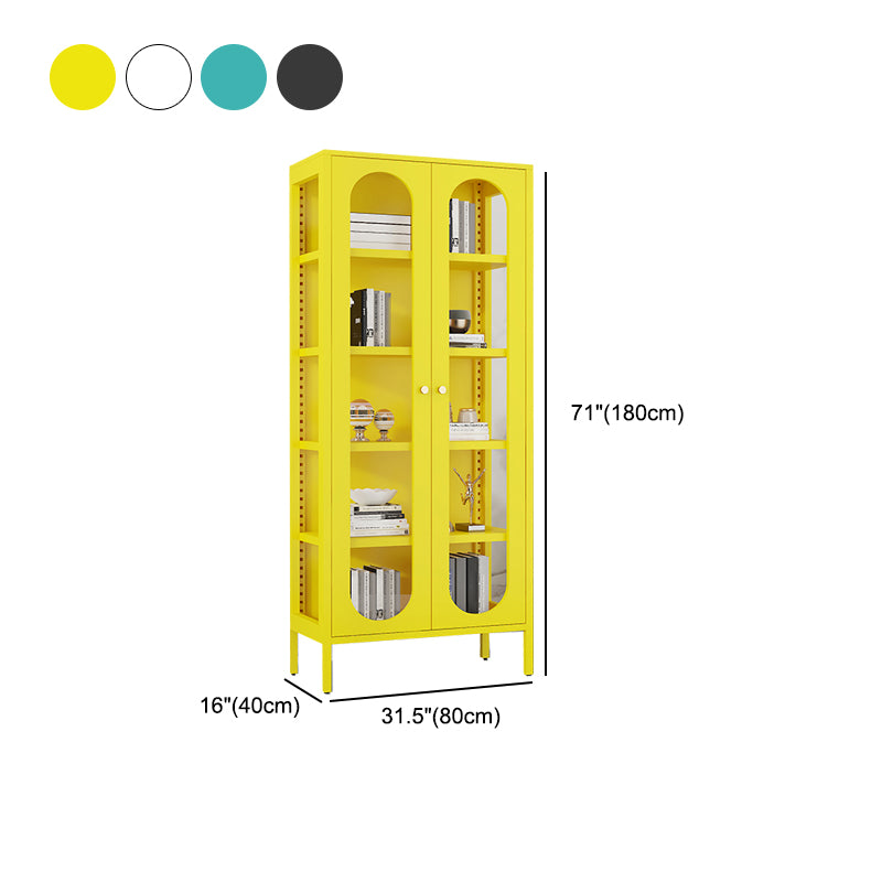 Modern Style Standard Bookshelf Metal Closed Back Bookcase with Door for Office