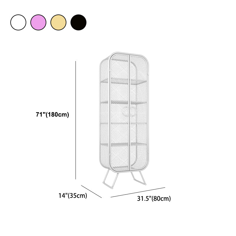 Metal Modern Style Bookcase Closed Back Bookshelf with Door for Home Office