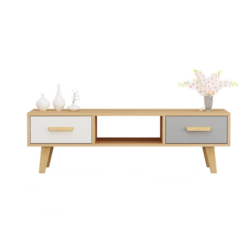 Scandinavian TV Media Stand with Drawers Wood TV Stand Console