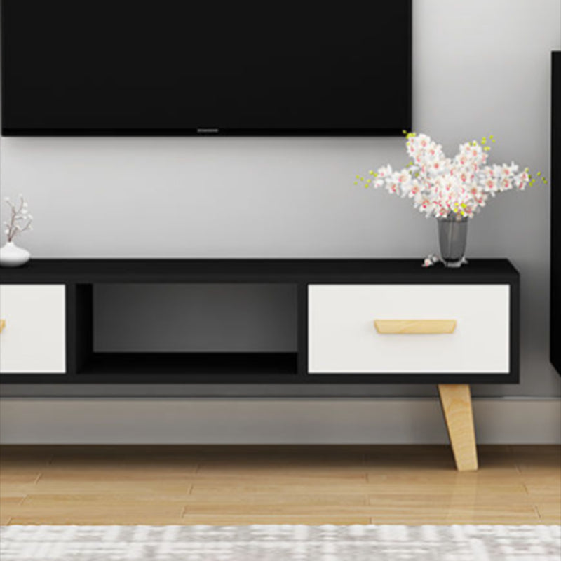 Scandinavian TV Media Stand with Drawers Wood TV Stand Console