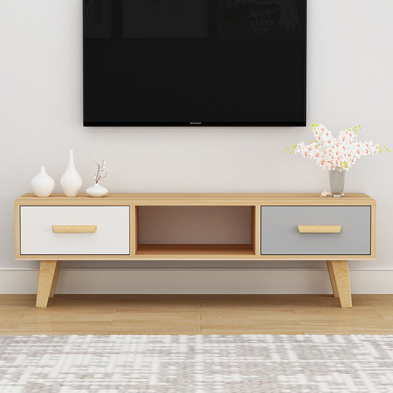 Scandinavian TV Media Stand with Drawers Wood TV Stand Console