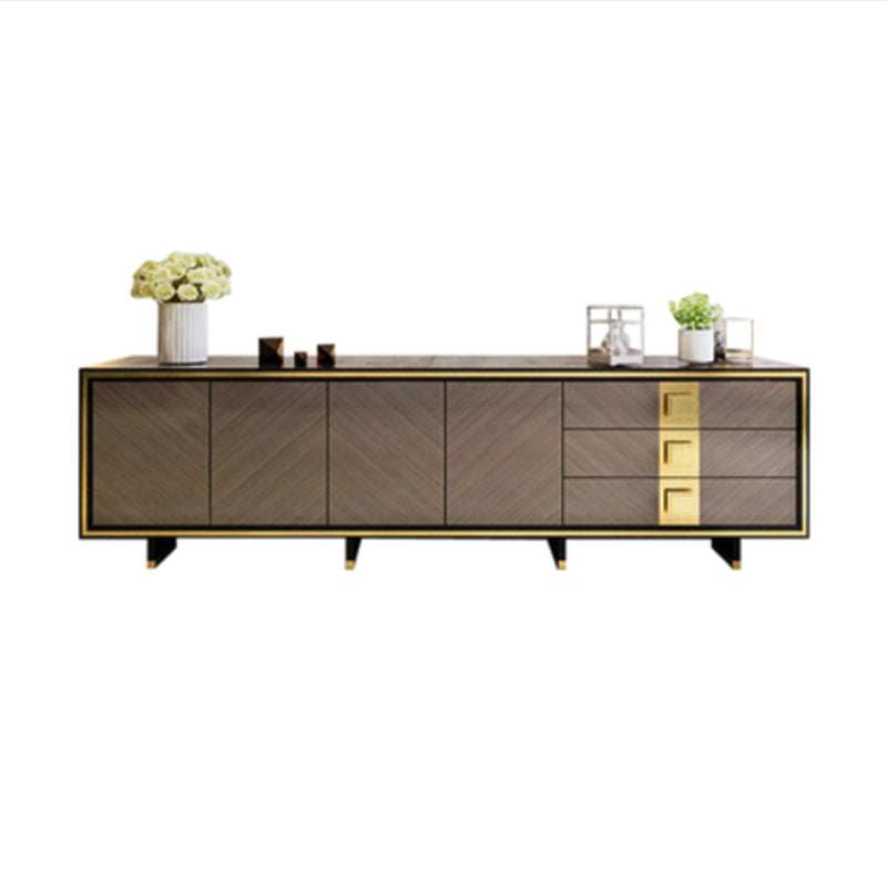 Luxury Style Rectangle TV Stand Glass Enclosed Storage TV Cabinet