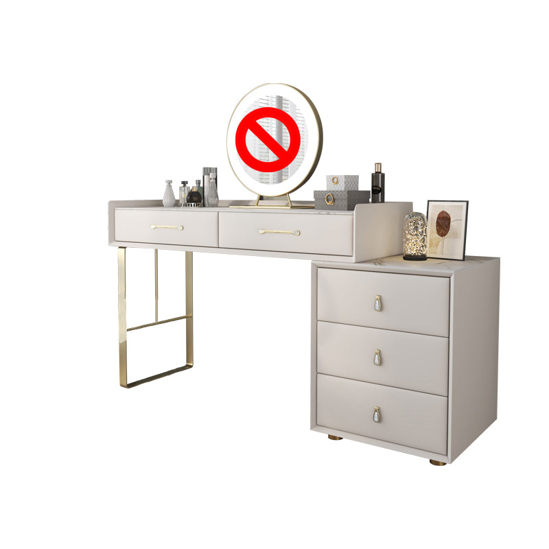 Glam Slate Top Vanity Dressing Table Beige Makeup Vanity Desk