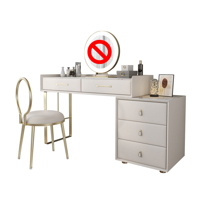 Glam Slate Top Vanity Dressing Table Beige Makeup Vanity Desk