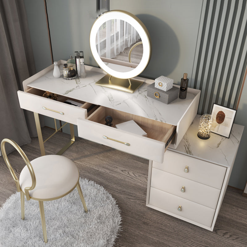 Glam Slate Top Vanity Dressing Table Beige Makeup Vanity Desk