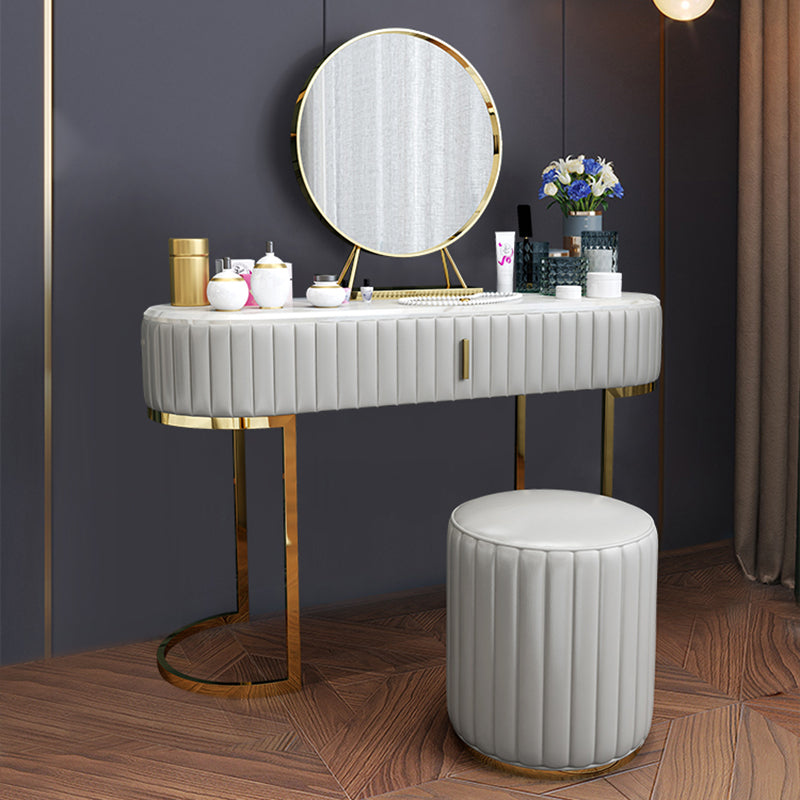 Glam Slate Top Vanity Dressing Table Set White Make-up Vanity