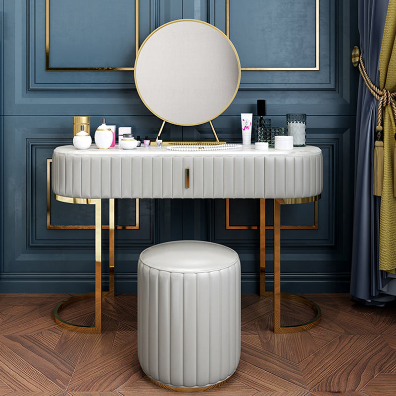 Glam Slate Top Vanity Dressing Table Set White Make-up Vanity