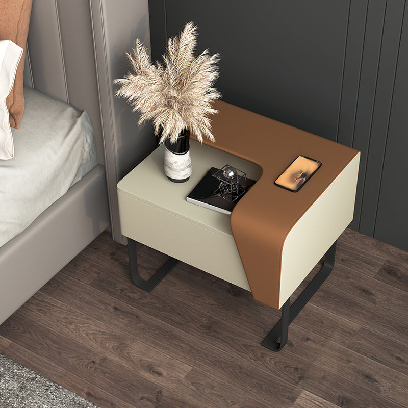 19" Tall 1 - Drawer Wood Nightstand Modem & Contemporary Accent Table Nightstand with Legs