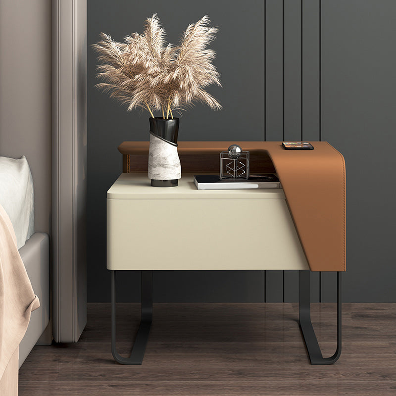 19" Tall 1 - Drawer Wood Nightstand Modem & Contemporary Accent Table Nightstand with Legs