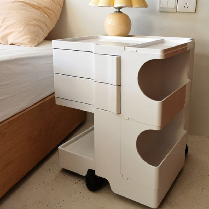 Metal Nightstand Contemporary Night Table with Drawers and Shelves