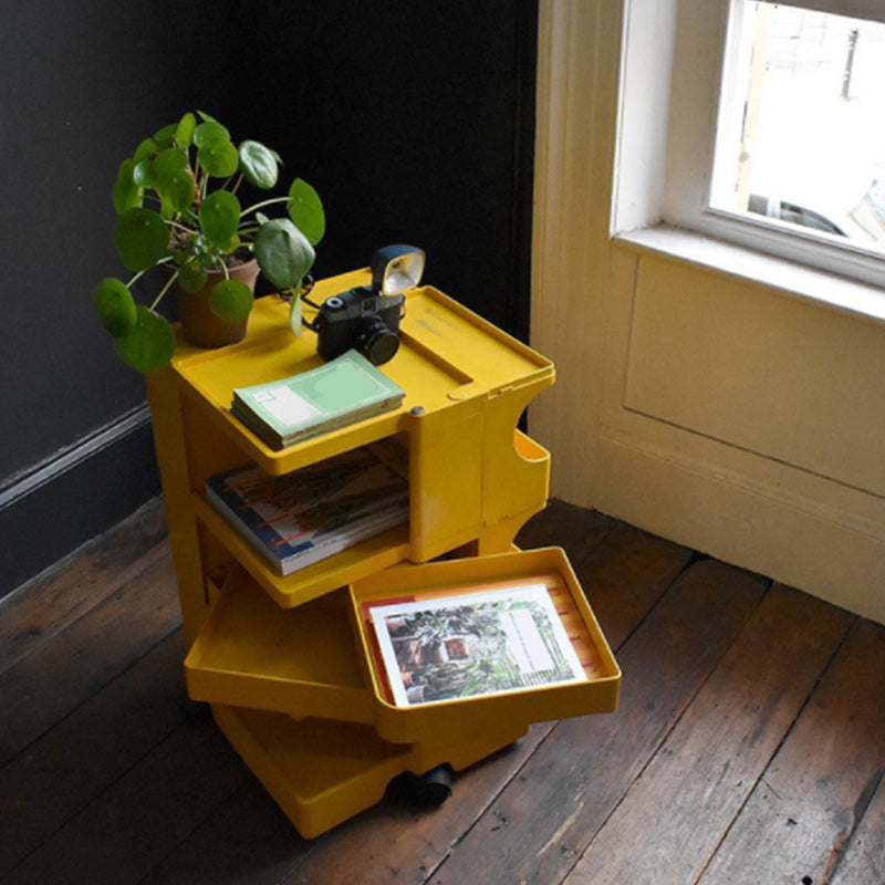 Metal Nightstand Contemporary Night Table with Drawers and Shelves