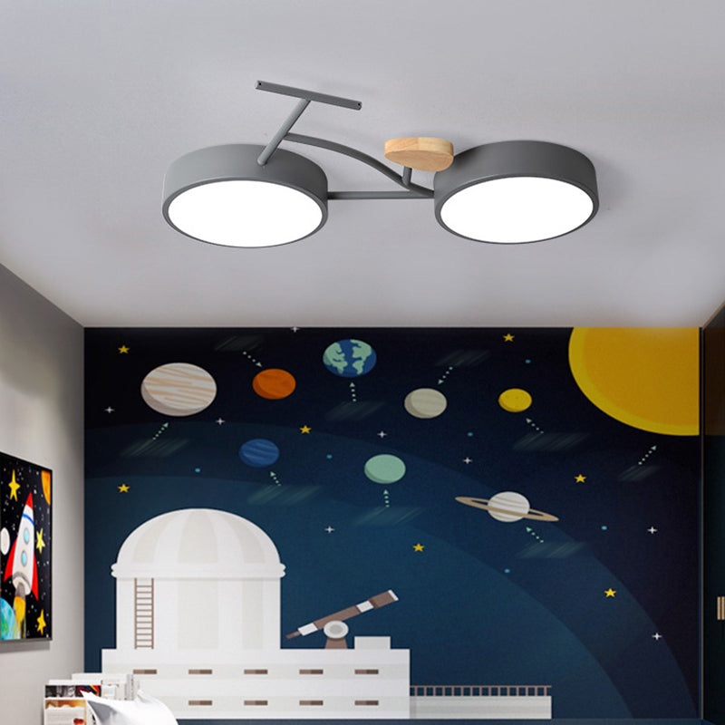 Modern Cartoon Style Iron Ceiling Light Bike Shape LED Ceiling Lamp for Children Room