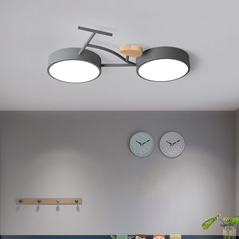 Modern Cartoon Style Iron Ceiling Light Bike Shape LED Ceiling Lamp for Children Room