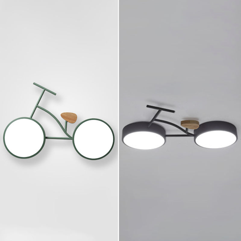 Modern Cartoon Style Iron Ceiling Light Bike Shape LED Ceiling Lamp for Children Room