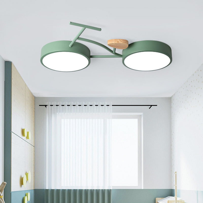 Modern Cartoon Style Iron Ceiling Light Bike Shape LED Ceiling Lamp for Children Room