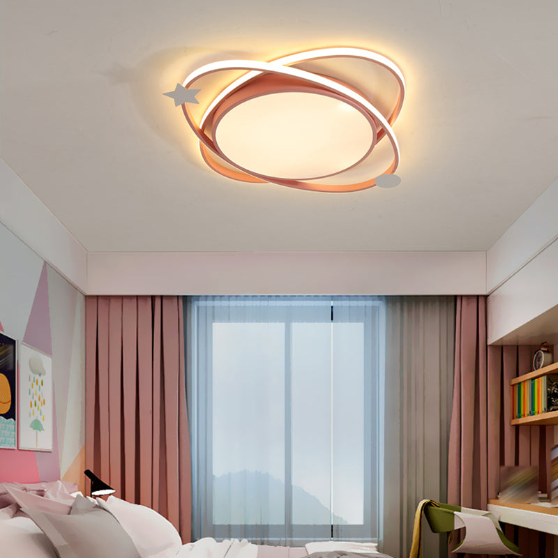 Modern Cartoon Style Metal Ceiling Light Circle Shape LED Ceiling Lamp for Children Room