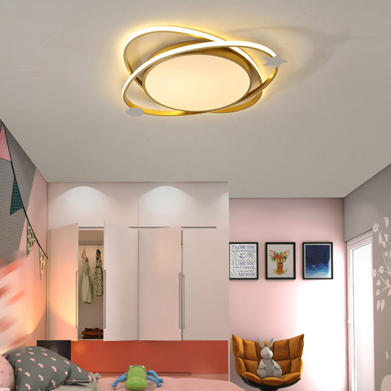 Modern Cartoon Style Metal Ceiling Light Circle Shape LED Ceiling Lamp for Children Room