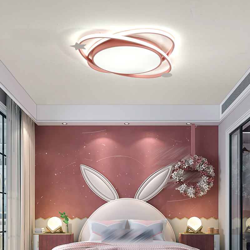 Modern Cartoon Style Metal Ceiling Light Circle Shape LED Ceiling Lamp for Children Room