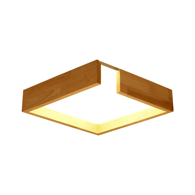 Minimalism Flush Mount Light Square LED Ceiling Light with Wood for Bedroom