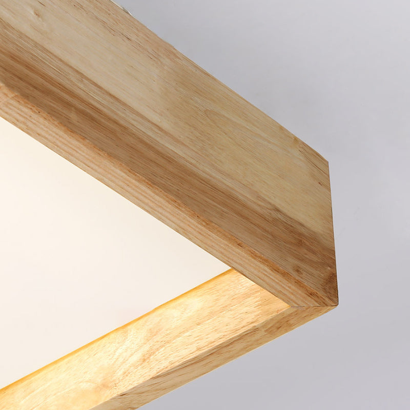 Minimalism Flush Mount Light Square LED Ceiling Light with Wood for Bedroom