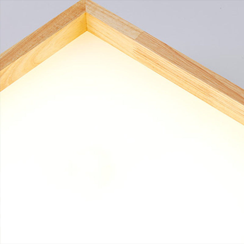 Minimalism Flush Mount Light Square LED Ceiling Light with Wood for Bedroom