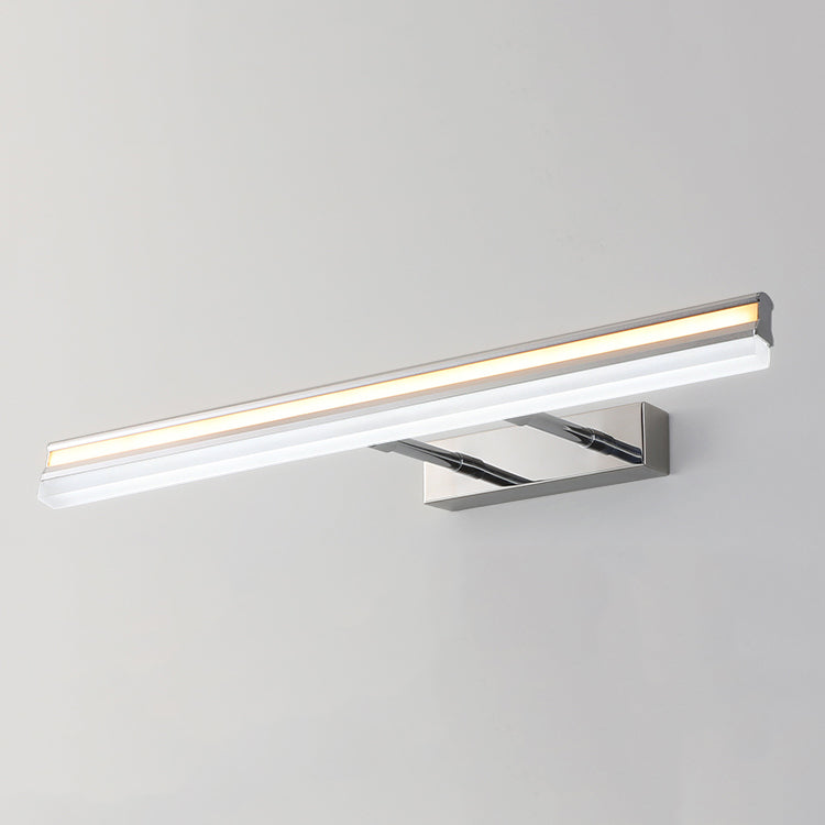 Metal Linear Shape Mirror Wall Light Modern 1-Light Mirror Wall Light Sconces in Silver