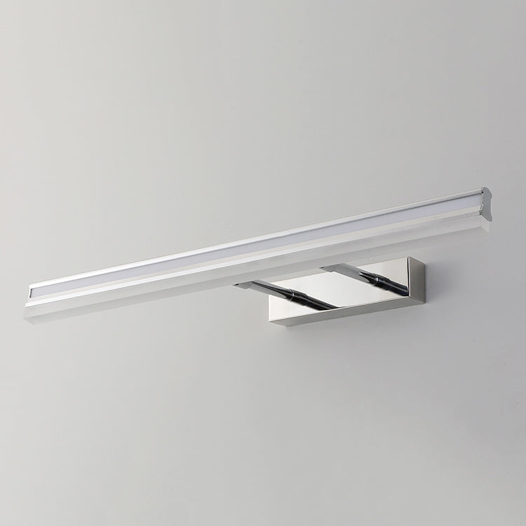 Metal Linear Shape Mirror Wall Light Modern 1-Light Mirror Wall Light Sconces in Silver