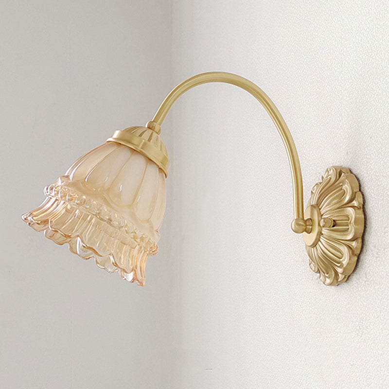 Nordic Style Vanity Light Copper Base Vanity Lamp with Glass Shade for Shower Room