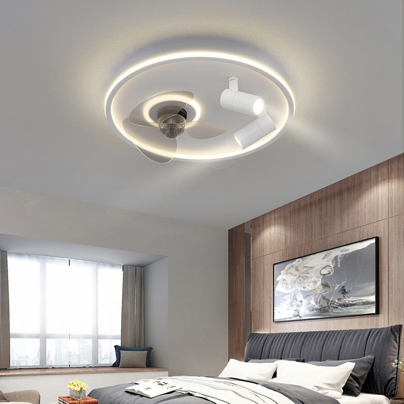 4-Light Geometric Flush Chandelier Modern Style Metal Fan Ceiling Lighting