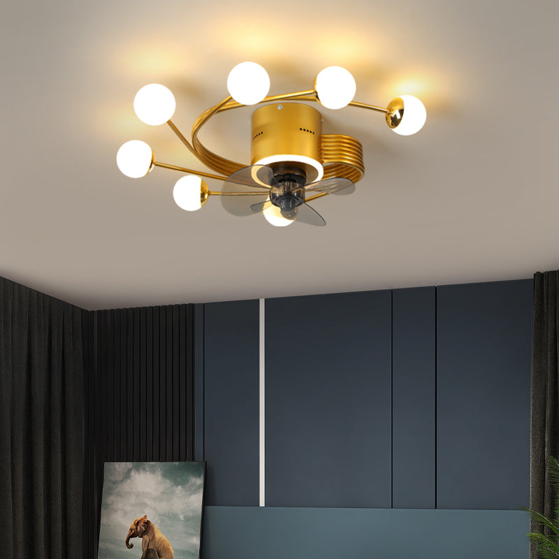 Nordic Style Ceiling Fan Lamp Acrylic Shade LED Ceiling Fan Light for Bedroom