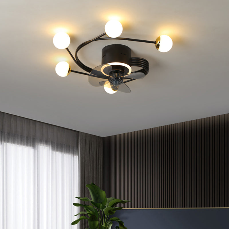 Nordic Style Ceiling Fan Lamp Acrylic Shade LED Ceiling Fan Light for Bedroom