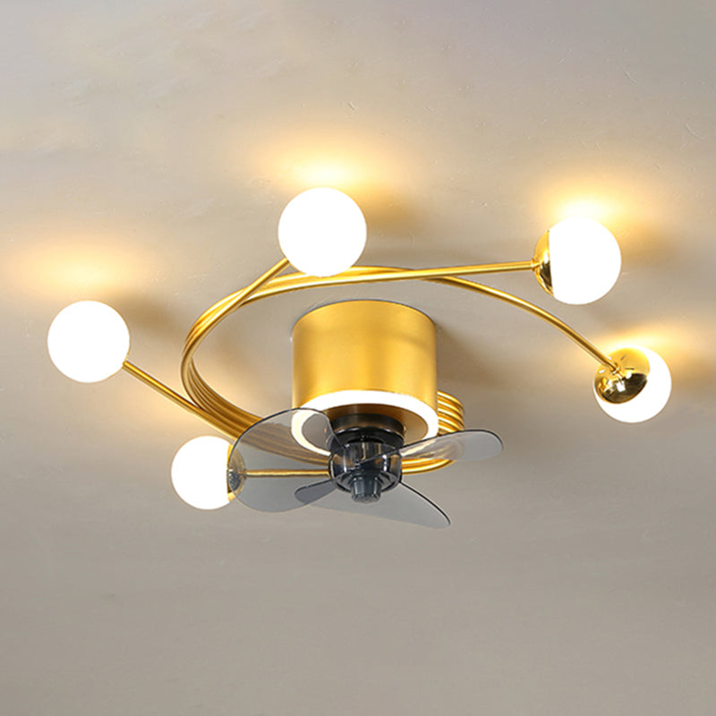Nordic Style Ceiling Fan Lamp Acrylic Shade LED Ceiling Fan Light for Bedroom