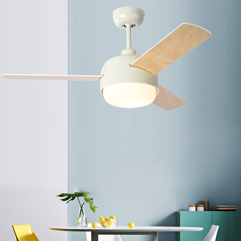 Modern Simple Colorful Ceiling Fan Lamp Metal LED Ceiling Fan Light for Bedroom