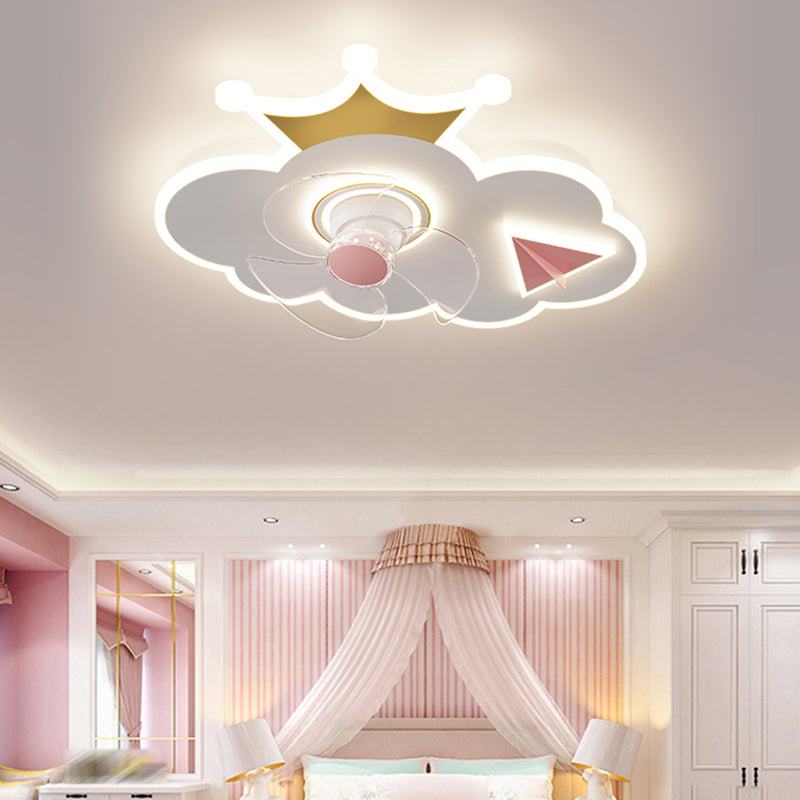 Nordic Style Ceiling Fan Lamp 3th Gears Adjustment Ceiling Fan Light for Children Room