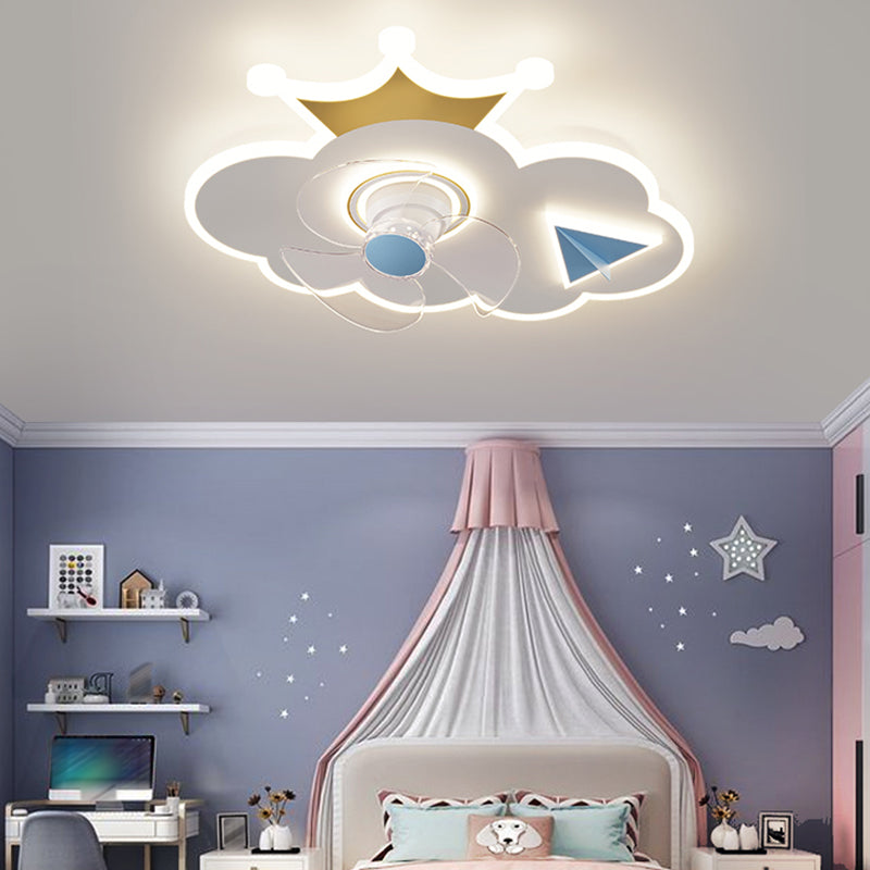 Nordic Style Ceiling Fan Lamp 3th Gears Adjustment Ceiling Fan Light for Children Room