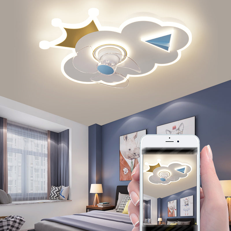 Nordic Style Ceiling Fan Lamp 3th Gears Adjustment Ceiling Fan Light for Children Room