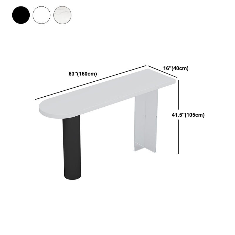 White Top Bar Dining Table Industrial Bar Dining Table with Sled Base