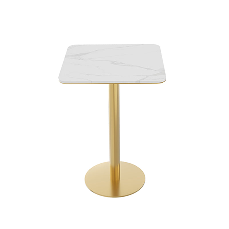 White Stone Bar Dining Table Traditional Luxury Bar Table with Gold Base