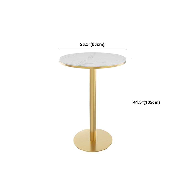 White Stone Bar Dining Table Traditional Luxury Bar Table with Gold Base