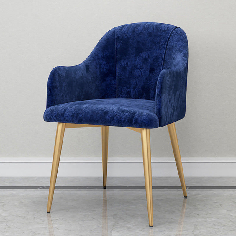 Velvet Upholstered Dining Chair Modern Parsons Furniture with Gold Legs in Matte Finish