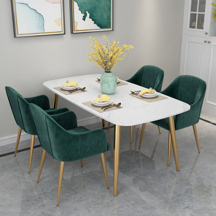 Velvet Upholstered Dining Chair Modern Parsons Furniture with Gold Legs in Matte Finish