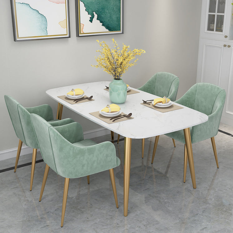 Velvet Upholstered Dining Chair Modern Parsons Furniture with Gold Legs in Matte Finish