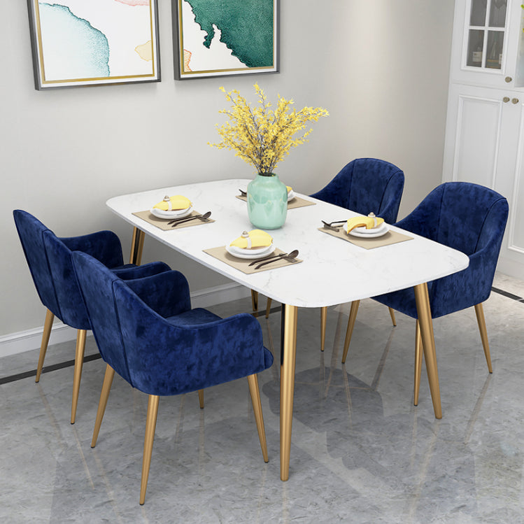 Velvet Upholstered Dining Chair Modern Parsons Furniture with Gold Legs in Matte Finish