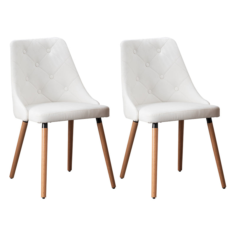 Modern PU Leather Dining Chairs Parsons Furniture with Wood Legs in Matte Finish for Home